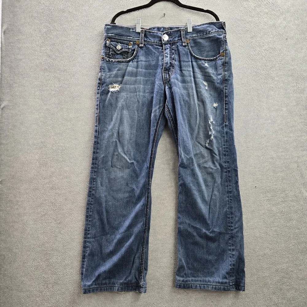 VINTAGE True Religion Men Jeans‎ 34 Blue Denim Billy Giant Big T Baggy 90s USA